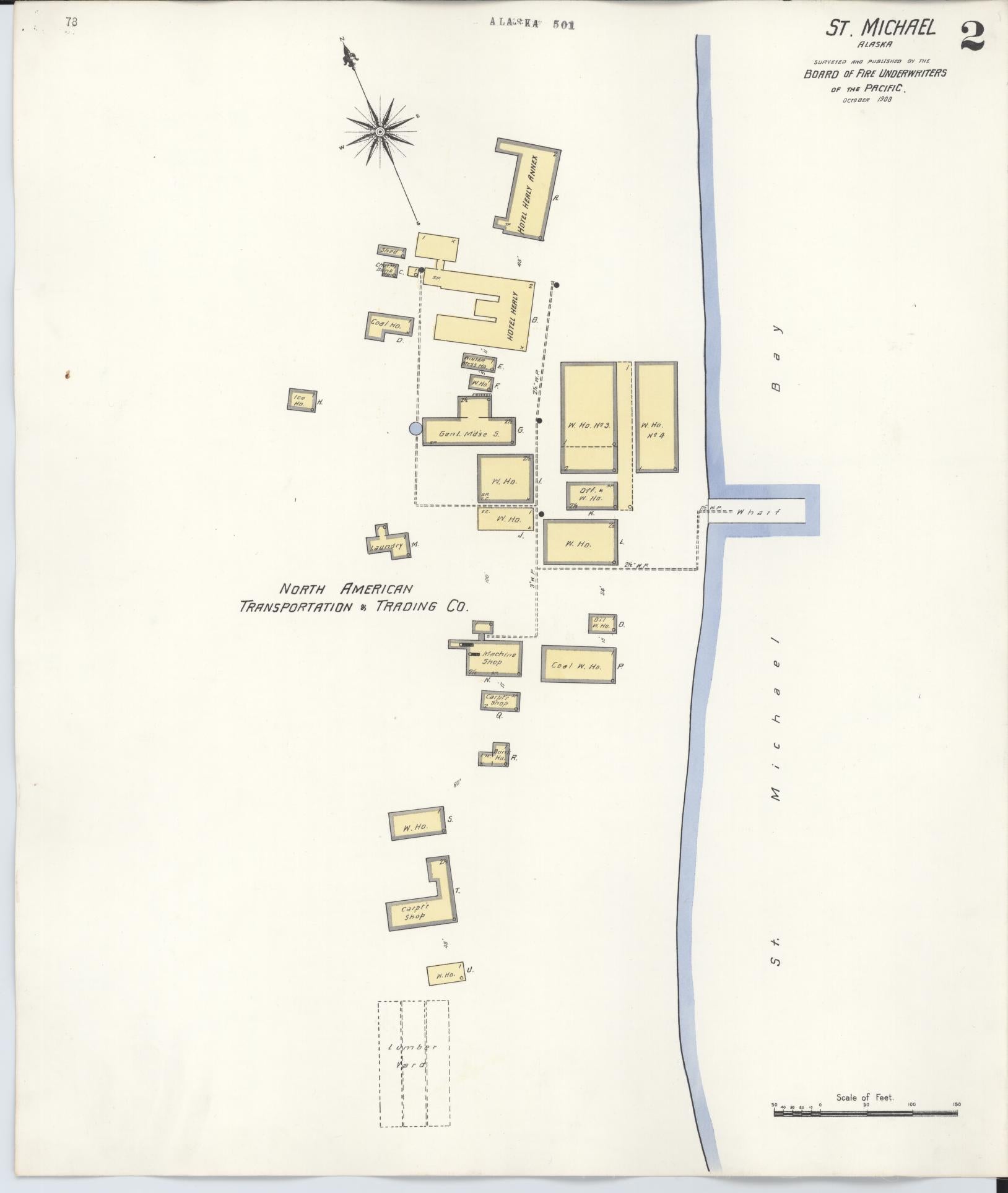 nome census division, Alaska - 1908 - Sanborn Fire Insurance Map, Sheet 0002 - Historic Sanborn Fire Insurance Map Print, nome census division Alaska 1908 0002 vintage old map wall art