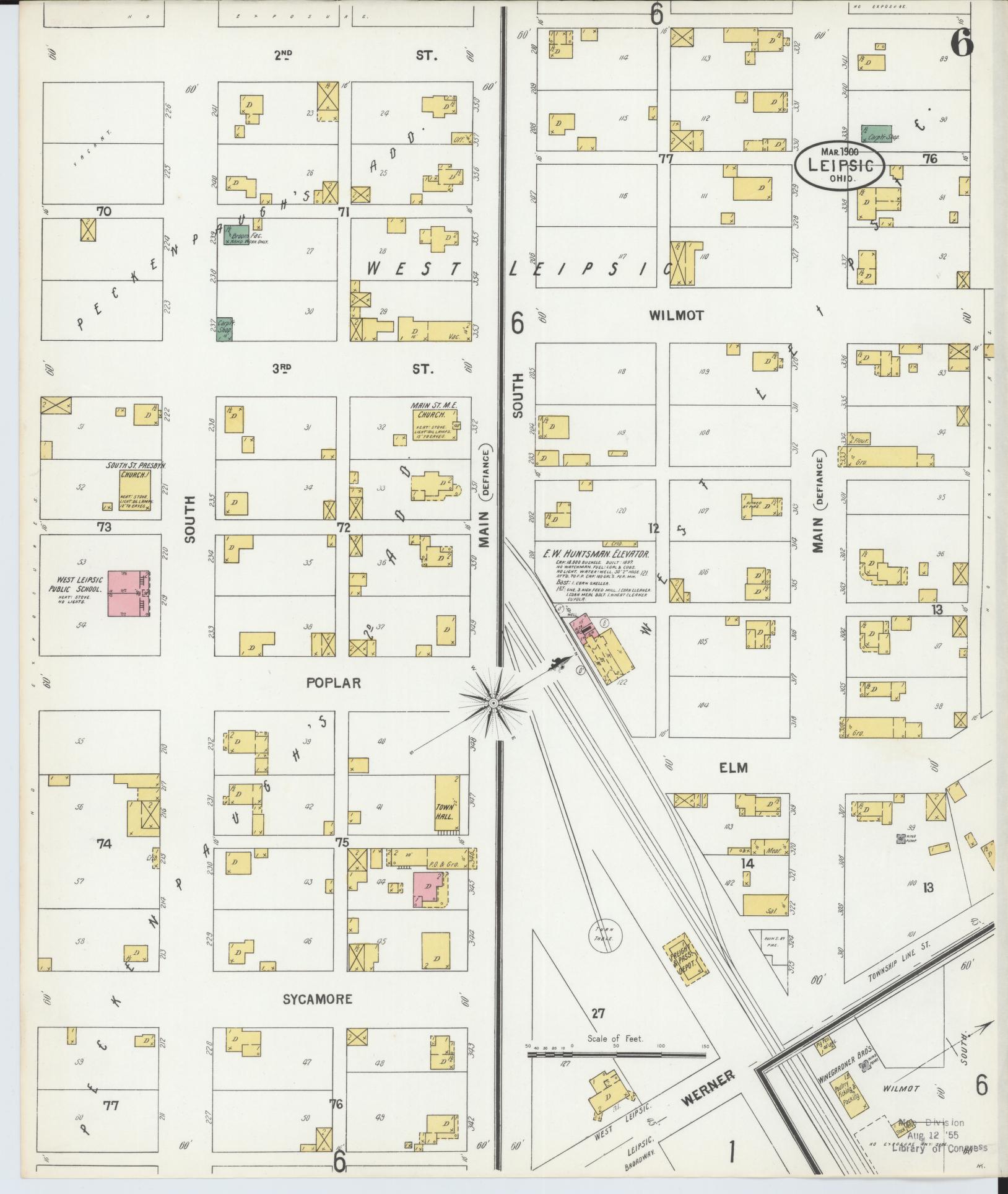 Sanborn Fire Insurance Map from Leipsic, Putnam County, Ohio (1900), Sheet #0006 - Historic Sanborn Fire Insurance Map Print, vintage old map wall art, antique decor, genealogy gift, Ohio Ohio map