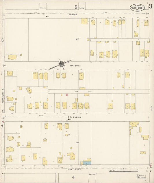 Sanborn Fire Insurance Map from Monterey, Monterey County, California (1912), Sheet #0003 - Historic Sanborn Fire Insurance Map Print, vintage old map wall art, antique decor, genealogy gift, California California map