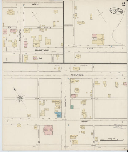 Sanborn Fire Insurance Map from Milford, Pike County, Pennsylvania (1885), Sheet #0002 - Complete Map Set gallery image, historic Sanborn map, vintage wall art, Pennsylvania Pennsylvania