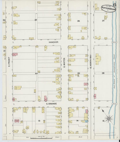 Sanborn Fire Insurance Map from Northumberland, Northumberland County, Pennsylvania (1890), Sheet #0006 - Historic Sanborn Fire Insurance Map Print, vintage old map wall art, antique decor, genealogy gift, Pennsylvania Pennsylvania map