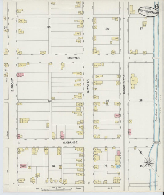 Sanborn Fire Insurance Map from Northumberland, Northumberland County, Pennsylvania (1890), Sheet #0006 - Historic Sanborn Fire Insurance Map Print, vintage old map wall art, antique decor, genealogy gift, Pennsylvania Pennsylvania map