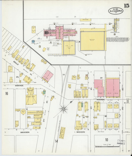 Sanborn Fire Insurance Map from Alexandria, Rapides Parish, Louisiana (1904), Sheet #0015 - Historic Sanborn Fire Insurance Map Print, vintage old map wall art, antique decor, genealogy gift, Louisiana Louisiana map