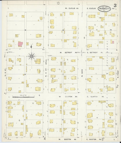 Sanborn Fire Insurance Map from Monmouth, Warren County, Illinois (1907), Sheet #0003 - Complete Map Set gallery image, historic Sanborn map, vintage wall art, Illinois Illinois