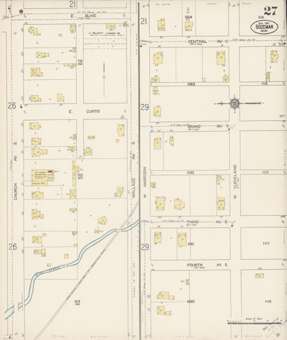 Sanborn Fire Insurance Map from Bozeman, Gallatin County, Montana (1912), Sheet #0027 - Complete Map Set gallery image, historic Sanborn map, vintage wall art, Montana Montana