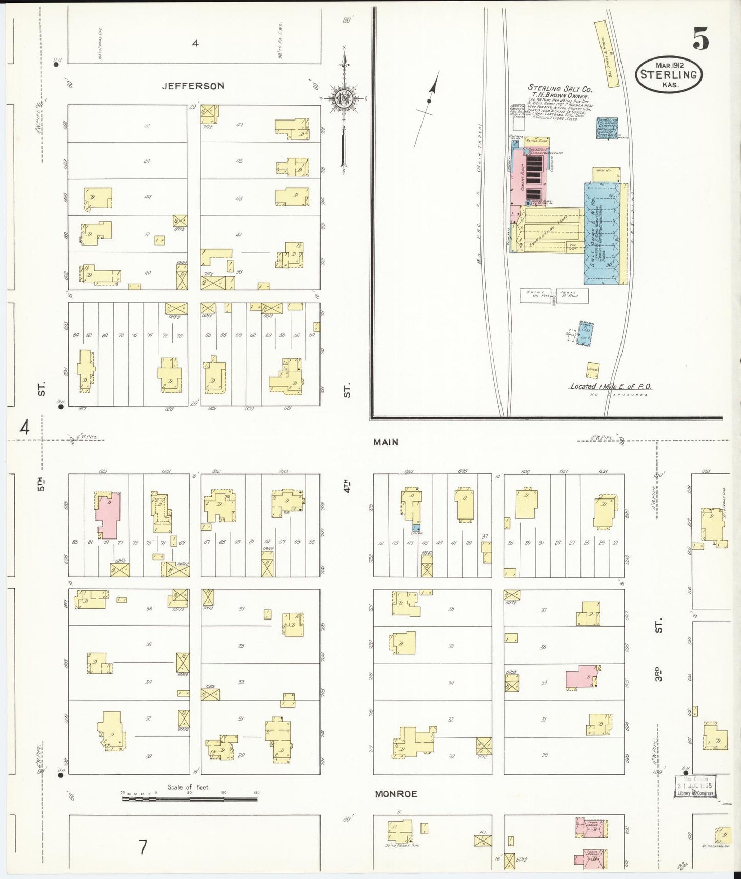 Sanborn Fire Insurance Map from Sterling, Rice County, Kansas (1912), Sheet #0005 - Complete Map Set gallery image, historic Sanborn map, vintage wall art, Kansas Kansas