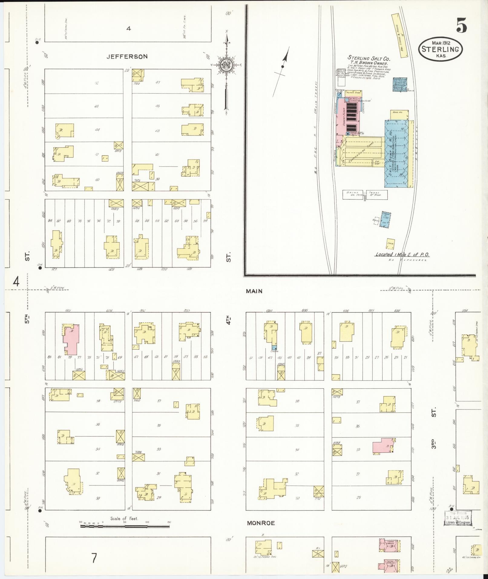 Sanborn Fire Insurance Map from Sterling, Rice County, Kansas (1912), Sheet #0005 - Complete Map Set gallery image, historic Sanborn map, vintage wall art, Kansas Kansas