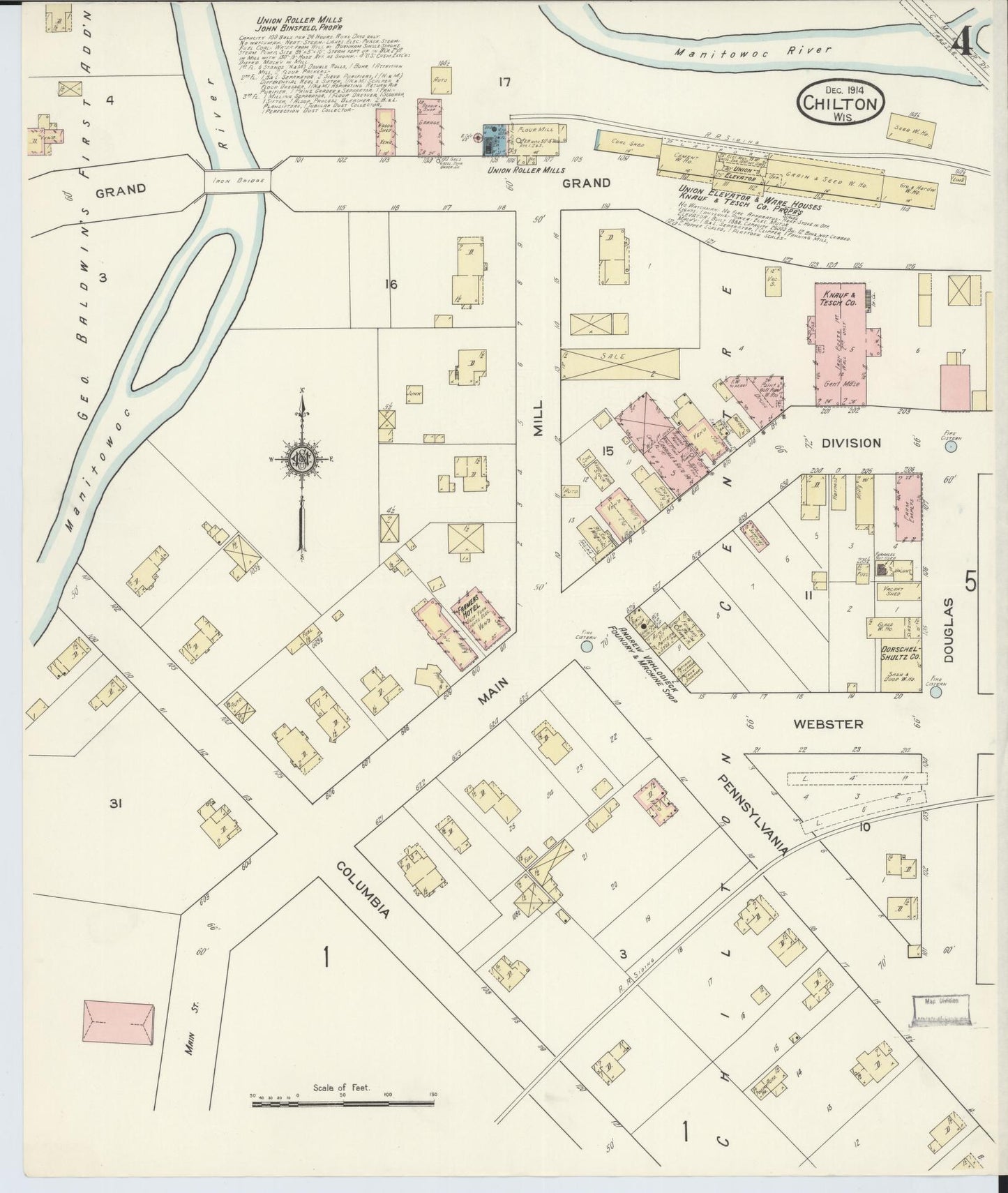 Sanborn Fire Insurance Map from Chilton, Calumet County, Wisconsin (1914), Sheet #0004 - Complete Map Set gallery image, historic Sanborn map, vintage wall art, Wisconsin Wisconsin