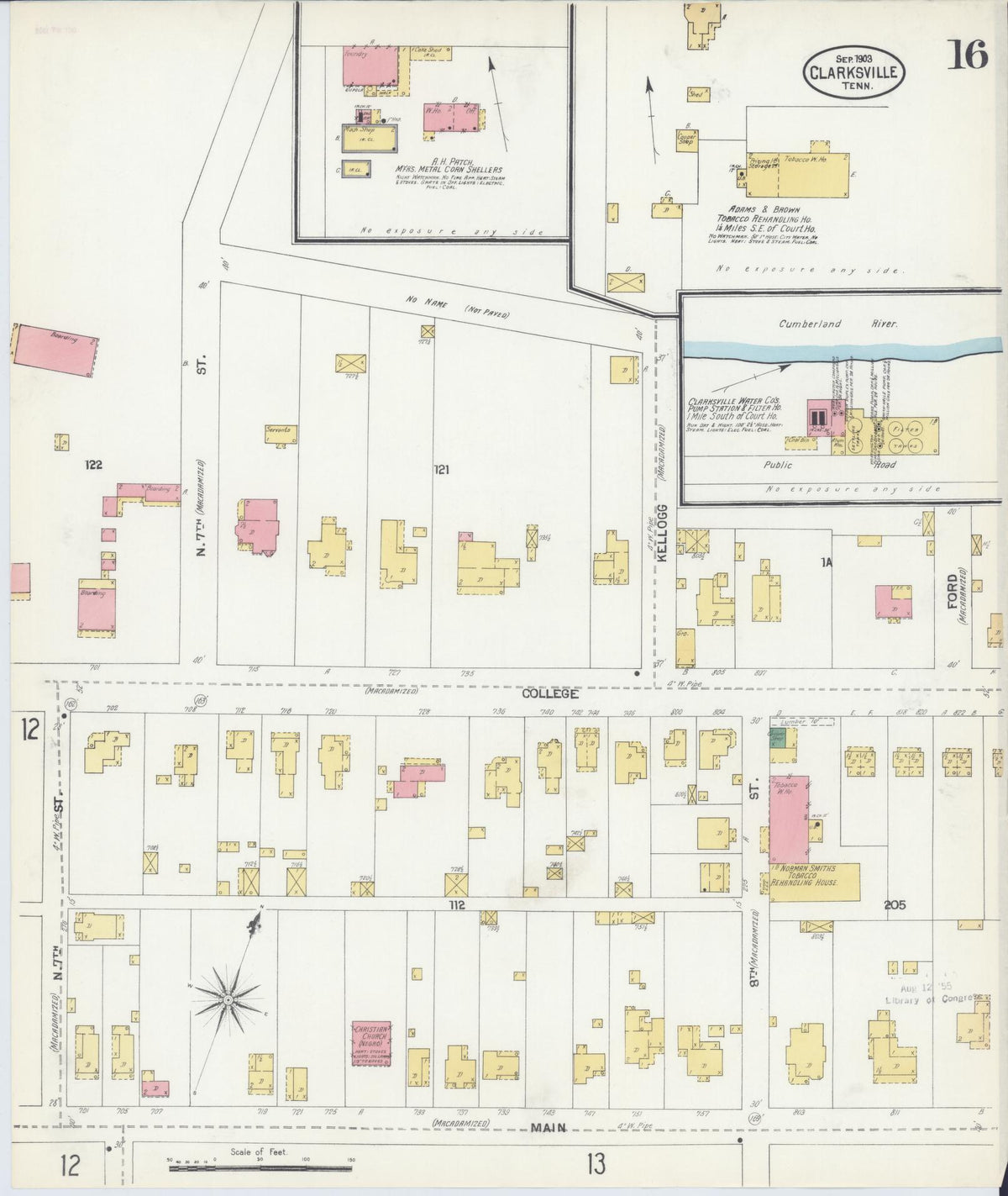 Sanborn Fire Insurance Map from Clarksville, Montgomery County, Tennessee (1903), Sheet #0016 - Complete Map Set gallery image, historic Sanborn map, vintage wall art, Tennessee Tennessee