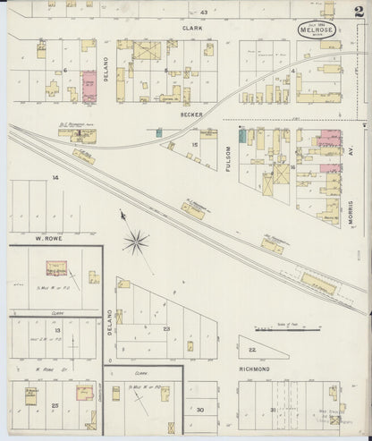 Sanborn Fire Insurance Map from Melrose, Stearns County, Minnesota (1894), Sheet #0002 - Historic Sanborn Fire Insurance Map Print, vintage old map wall art, antique decor, genealogy gift, Minnesota Minnesota map