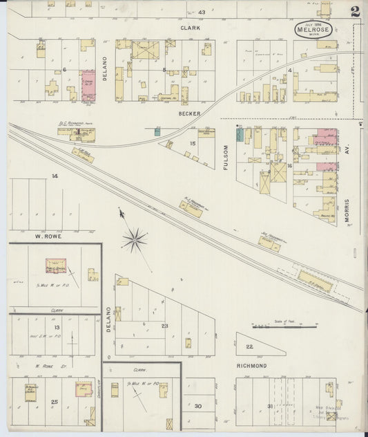 Sanborn Fire Insurance Map from Melrose, Stearns County, Minnesota (1894), Sheet #0002 - Historic Sanborn Fire Insurance Map Print, vintage old map wall art, antique decor, genealogy gift, Minnesota Minnesota map