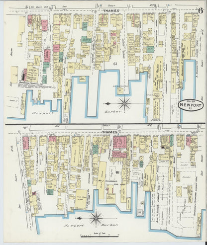 Sanborn Fire Insurance Map from Newport, Newport County, Rhode Island (1891), Sheet #0006 - Complete Map Set gallery image, historic Sanborn map, vintage wall art, Rhode Island Rhode Island