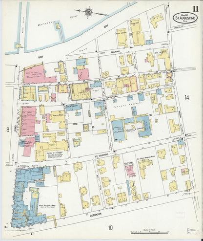 Sanborn Fire Insurance Map from Saint Augustine, Saint John's County, Florida (1910), Sheet #0011 - Complete Map Set gallery image, historic Sanborn map, vintage wall art, Florida Florida