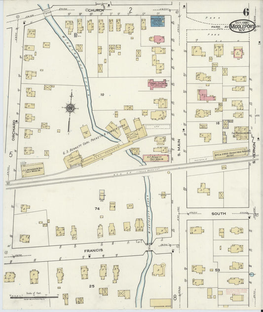 Sanborn Fire Insurance Map from Middleport, Niagara County, New York (1920), Sheet #0006 - Historic Sanborn Fire Insurance Map Print, vintage old map wall art, antique decor, genealogy gift, New York New York map