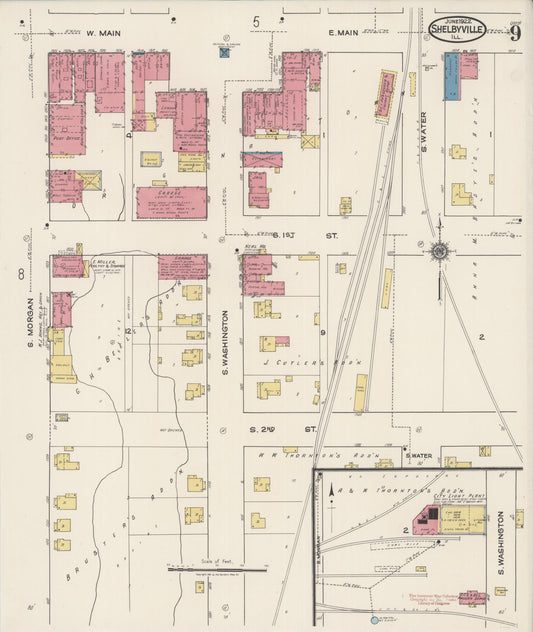Sanborn Fire Insurance Map from Shelbyville, Shelby County, Illinois (1922), Sheet #0009 - Historic Sanborn Fire Insurance Map Print, vintage old map wall art, antique decor, genealogy gift, Illinois Illinois map