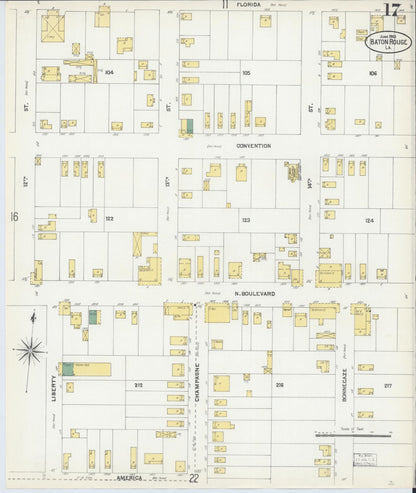 Sanborn Fire Insurance Map from Baton Rouge, East Baton Rouge Parish, Louisiana (1903), Sheet #0017 - Complete Map Set gallery image, historic Sanborn map, vintage wall art, Louisiana Louisiana