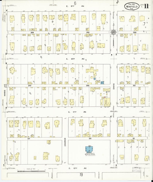 Sanborn Fire Insurance Map from Winfield, Cowley County, Kansas (1912), Sheet #0011 - Historic Sanborn Fire Insurance Map Print, vintage old map wall art, antique decor, genealogy gift, Kansas Kansas map