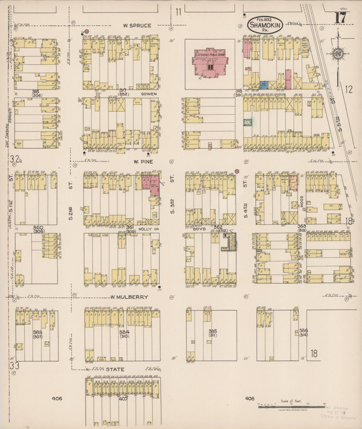 Sanborn Fire Insurance Map from Shamokin, Northumberland County, Pennsylvania (1922), Sheet #0017 - Complete Map Set gallery image, historic Sanborn map, vintage wall art, Pennsylvania Pennsylvania