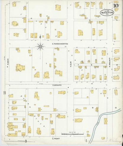 Sanborn Fire Insurance Map from Weatherford, Parker County, Texas (1905), Sheet #0010 - Complete Map Set gallery image, historic Sanborn map, vintage wall art, Texas Texas