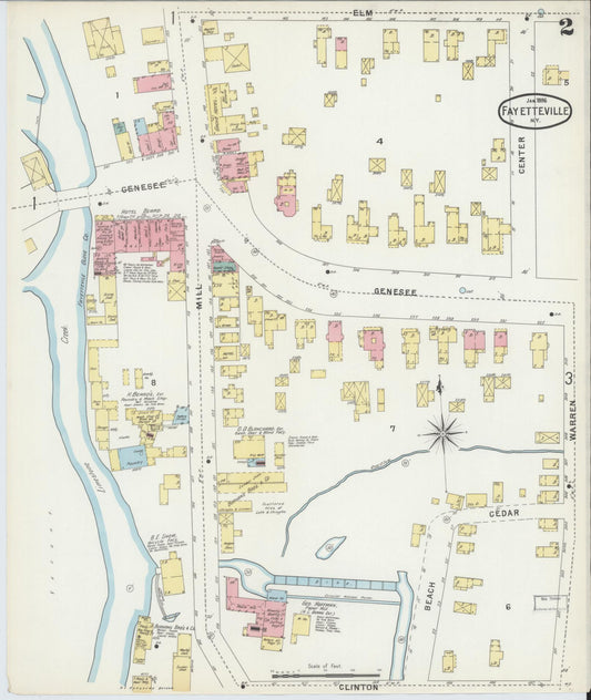 Sanborn Fire Insurance Map from Fayetteville, Onondaga County, New York (1896), Sheet #0002 - Historic Sanborn Fire Insurance Map Print, vintage old map wall art, antique decor, genealogy gift, New York New York map