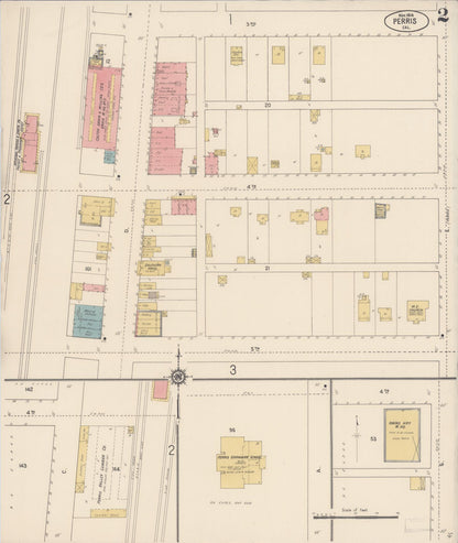 Sanborn Fire Insurance Map from Perris, Riverside County, California (1914), Sheet #0002 - Complete Map Set gallery image, historic Sanborn map, vintage wall art, California California