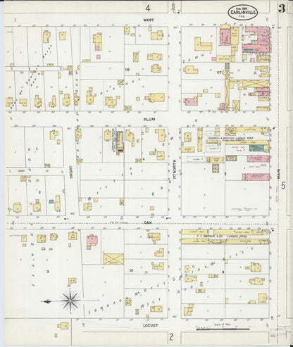 Sanborn Fire Insurance Map from Carlinville, Macoupin County, Illinois (1906), Sheet #0003 - Complete Map Set gallery image, historic Sanborn map, vintage wall art, Illinois Illinois