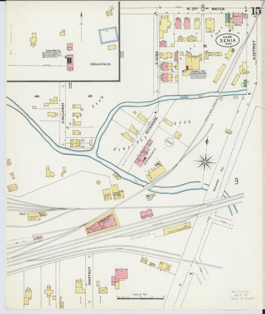 Sanborn Fire Insurance Map from Xenia, Greene County, Ohio (1901), Sheet #0015 - Historic Sanborn Fire Insurance Map Print, vintage old map wall art, antique decor, genealogy gift, Ohio Ohio map