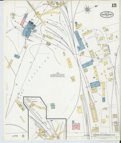 Sanborn Fire Insurance Map from Ishpeming, Marquette County, Michigan (1904), Sheet #0015 - Historic Sanborn Fire Insurance Map Print, vintage old map wall art, antique decor, genealogy gift, Michigan Michigan map
