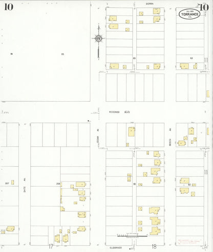 Sanborn Fire Insurance Map from Torrance, Los Angeles County, California (1929), Sheet #0010 - Complete Map Set gallery image, historic Sanborn map, vintage wall art, California California