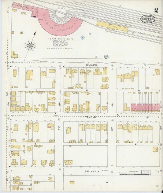 Sanborn Fire Insurance Map from Hinton, Summer County, West Virginia (1905), Sheet #0002 - Historic Sanborn Fire Insurance Map Print, vintage old map wall art, antique decor, genealogy gift, West Virginia West Virginia map