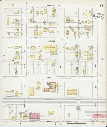 Sanborn Fire Insurance Map from Brainerd, Crow Wing County, Minnesota (1902), Sheet #0006 - Historic Sanborn Fire Insurance Map Print, vintage old map wall art, antique decor, genealogy gift, Minnesota Minnesota map