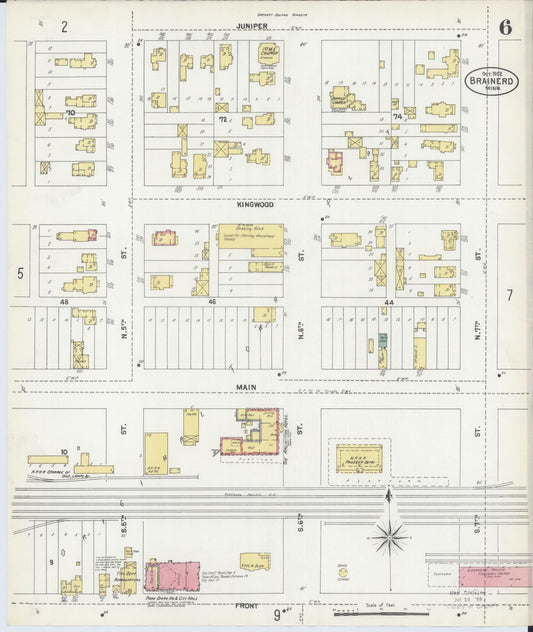 Sanborn Fire Insurance Map from Brainerd, Crow Wing County, Minnesota (1902), Sheet #0006 - Historic Sanborn Fire Insurance Map Print, vintage old map wall art, antique decor, genealogy gift, Minnesota Minnesota map