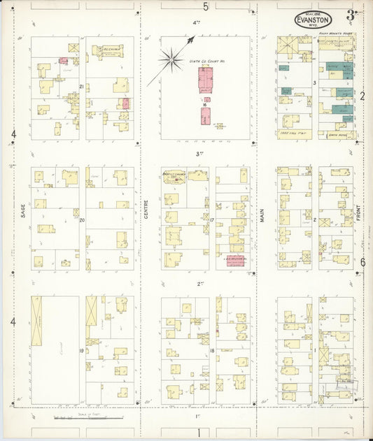 Sanborn Fire Insurance Map from Evanston, Uinta County, Wyoming (1898), Sheet #0003 - Historic Sanborn Fire Insurance Map Print, vintage old map wall art, antique decor, genealogy gift, Wyoming Wyoming map