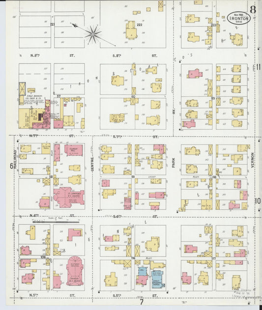 Sanborn Fire Insurance Map from Ironton, Lawrence County, Ohio (1900), Sheet #0008 - Historic Sanborn Fire Insurance Map Print, vintage old map wall art, antique decor, genealogy gift, Ohio Ohio map