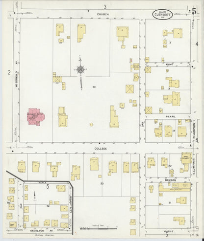 Sanborn Fire Insurance Map from Cuthbert, Randolph County, Georgia (1911), Sheet #0005 - Complete Map Set gallery image, historic Sanborn map, vintage wall art, Georgia Georgia