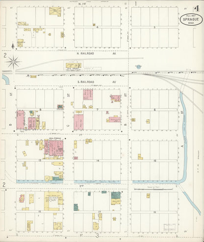 Sanborn Fire Insurance Map from Sprague, Lincoln County, Washington (1897), Sheet #0004 - Complete Map Set gallery image, historic Sanborn map, vintage wall art, Washington Washington