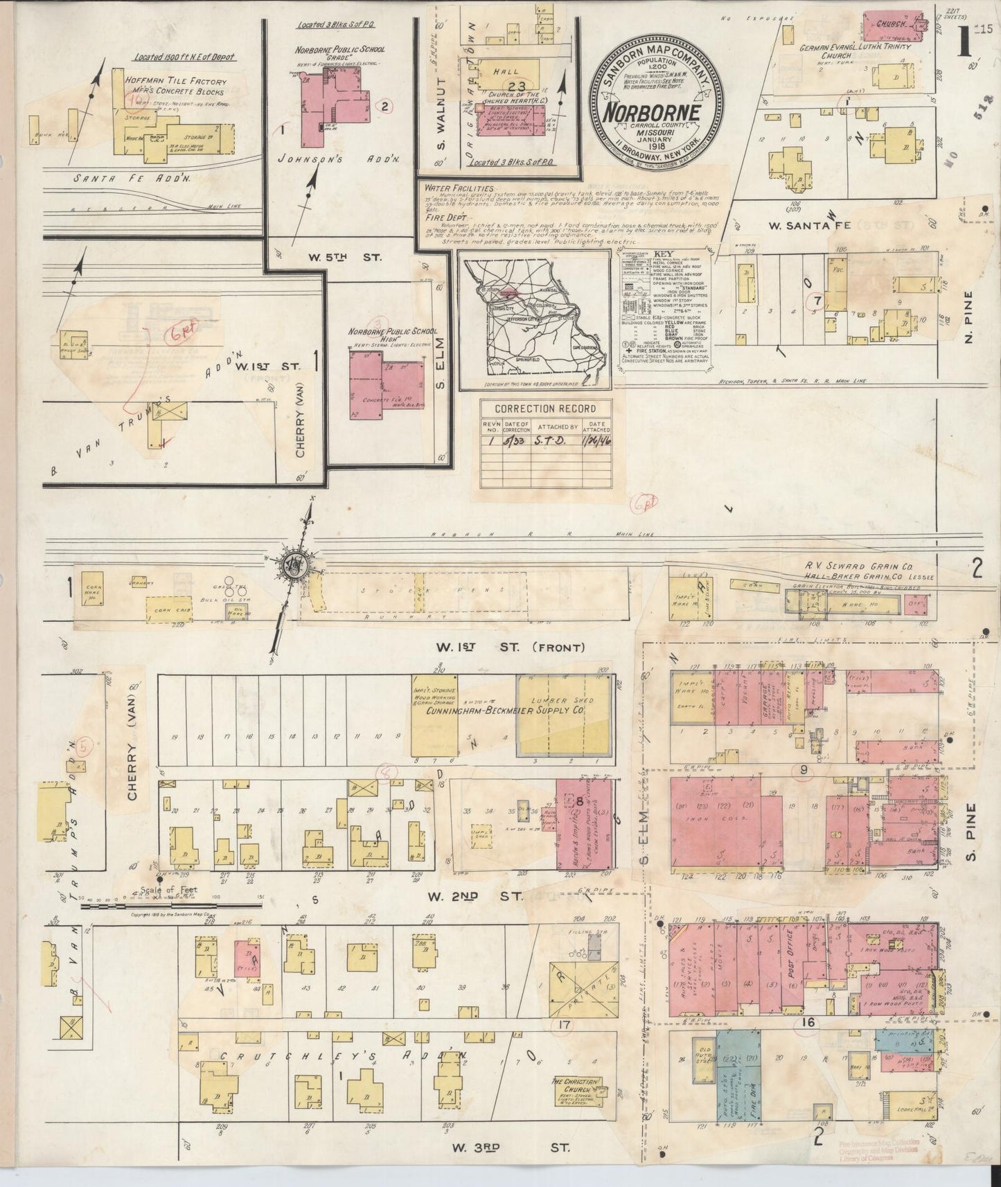 Sanborn Fire Insurance Map from Norborne, Carroll County, Missouri (1933), Sheet #0001 - Complete Map Set gallery image, historic Sanborn map, vintage wall art, Missouri Missouri