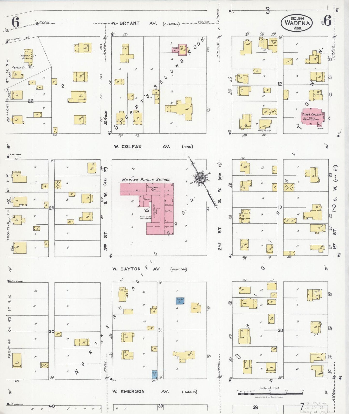 Sanborn Fire Insurance Map from Wadena, Wadena County, Minnesota (1924), Sheet #0006 - Complete Map Set gallery image, historic Sanborn map, vintage wall art, Minnesota Minnesota