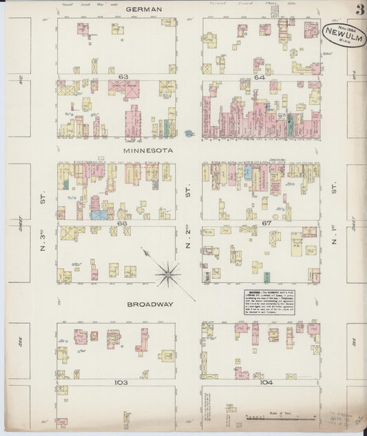 Sanborn Fire Insurance Map from New Ulm, Brown County, Minnesota (1884), Sheet #0003 - Historic Sanborn Fire Insurance Map Print, vintage old map wall art, antique decor, genealogy gift, Minnesota Minnesota map