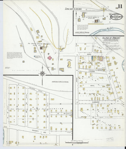 Sanborn Fire Insurance Map from Bessemer, Gogebic County, Michigan (1917), Sheet #0011 - Historic Sanborn Fire Insurance Map Print, vintage old map wall art, antique decor, genealogy gift, Michigan Michigan map