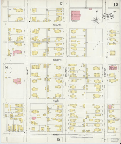 Sanborn Fire Insurance Map from Columbus, Bartholomew County, Indiana (1898), Sheet #0015 - Complete Map Set gallery image, historic Sanborn map, vintage wall art, Indiana Indiana