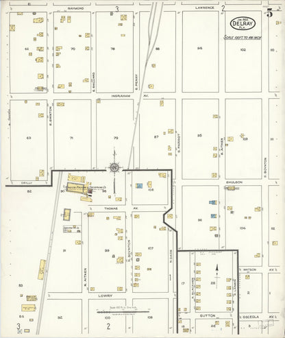 Sanborn Fire Insurance Map from Delray, Palm Beach County, Florida (1922), Sheet #0005 - Historic Sanborn Fire Insurance Map Print, vintage old map wall art, antique decor, genealogy gift, Florida Florida map