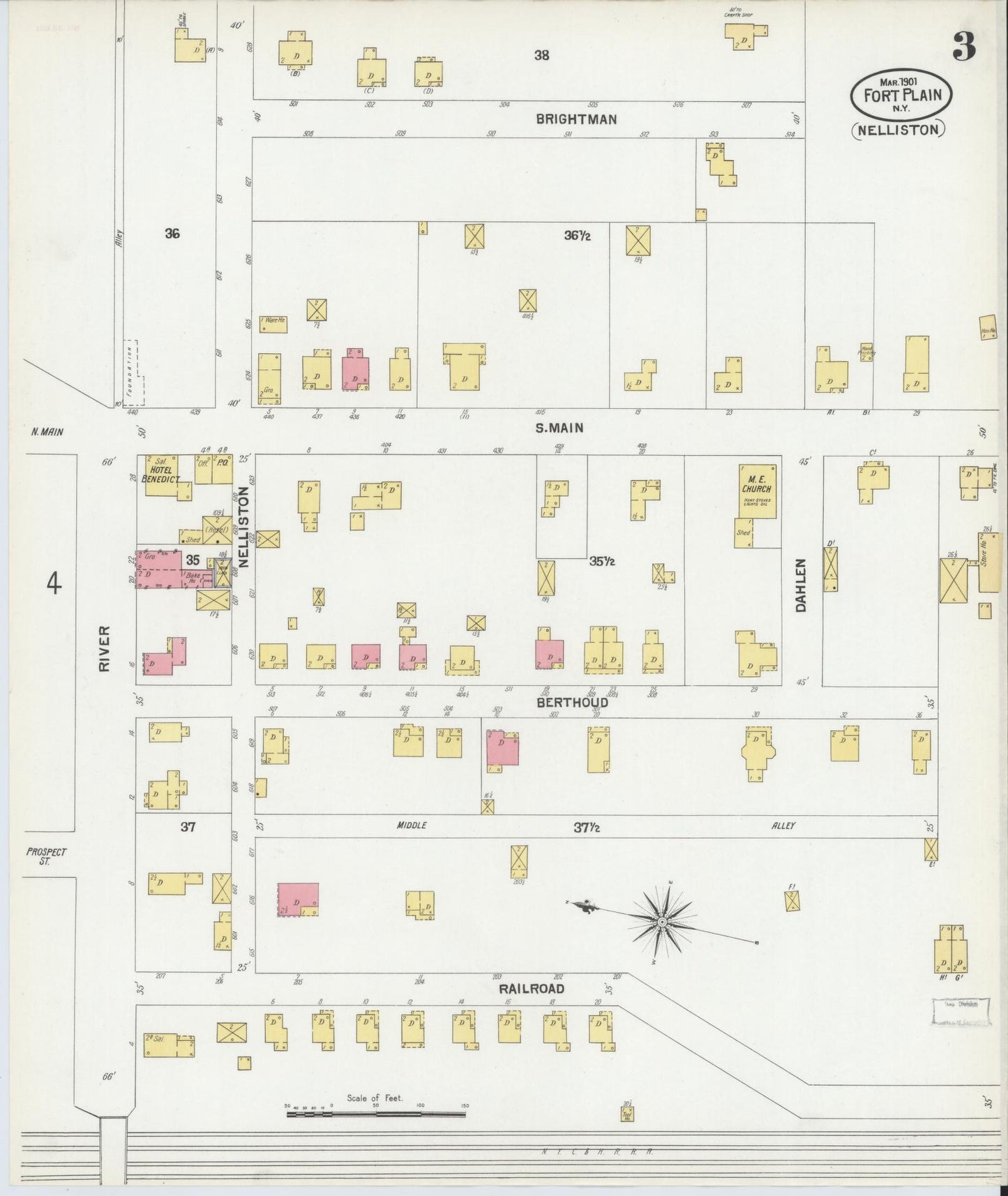 Sanborn Fire Insurance Map from Fort Plain, Montgomery County, New York (1901), Sheet #0003 - Complete Map Set gallery image, historic Sanborn map, vintage wall art, New York New York