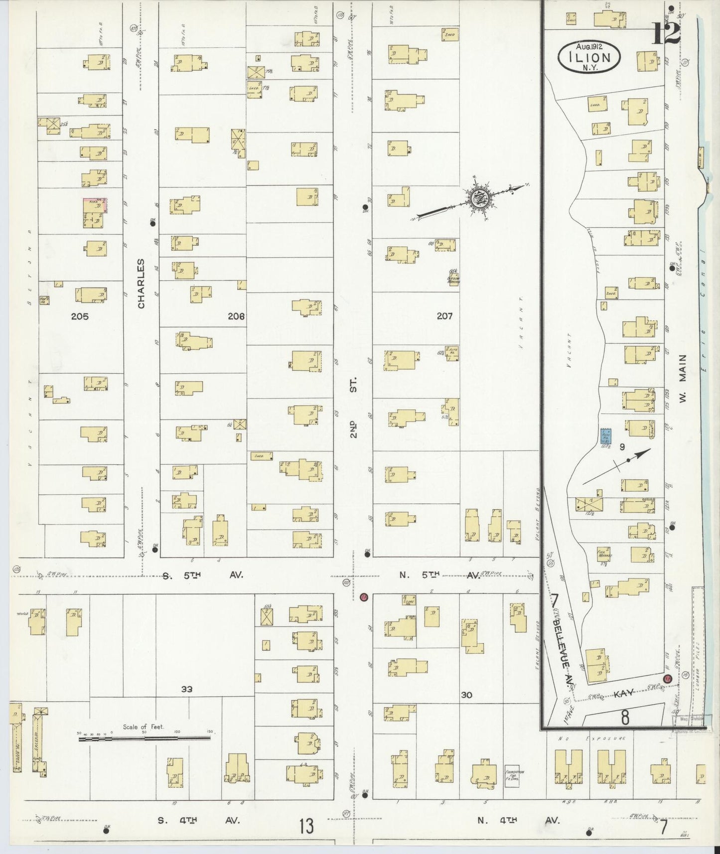 Sanborn Fire Insurance Map from Ilion, Herkimer County, New York (1912), Sheet #0012 - Complete Map Set gallery image, historic Sanborn map, vintage wall art, New York New York