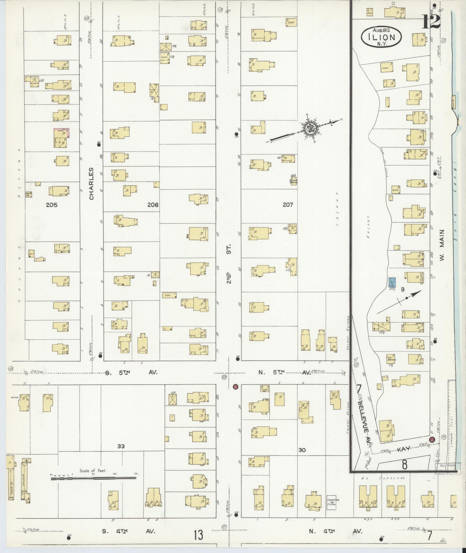 Sanborn Fire Insurance Map from Ilion, Herkimer County, New York (1912), Sheet #0012 - Complete Map Set gallery image, historic Sanborn map, vintage wall art, New York New York