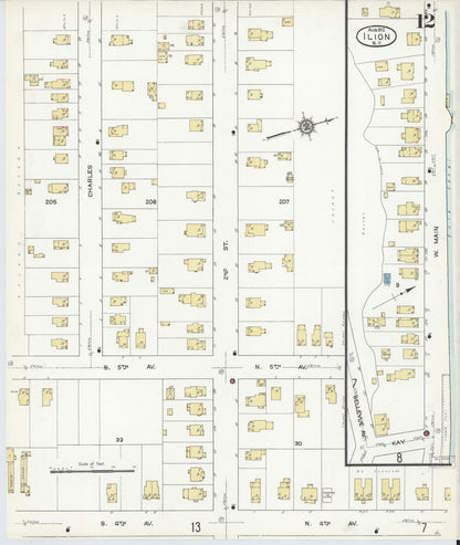 Sanborn Fire Insurance Map from Ilion, Herkimer County, New York (1912), Sheet #0012 - Complete Map Set gallery image, historic Sanborn map, vintage wall art, New York New York