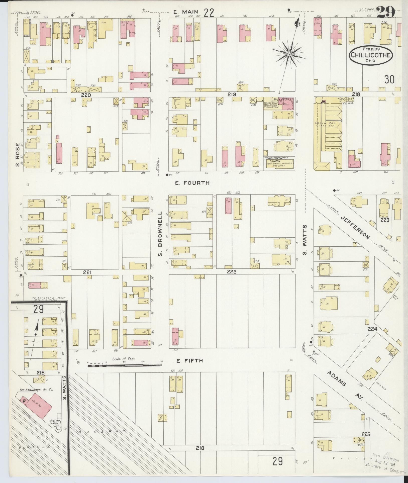 Sanborn Fire Insurance Map from Chillicothe, Ross County, Ohio (1909), Sheet #0029 - Historic Sanborn Fire Insurance Map Print, vintage old map wall art, antique decor, genealogy gift, Ohio Ohio map