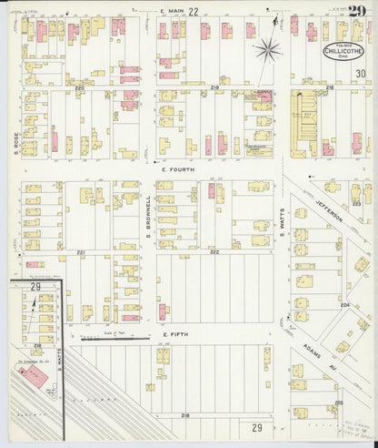 Sanborn Fire Insurance Map from Chillicothe, Ross County, Ohio (1909), Sheet #0029 - Historic Sanborn Fire Insurance Map Print, vintage old map wall art, antique decor, genealogy gift, Ohio Ohio map