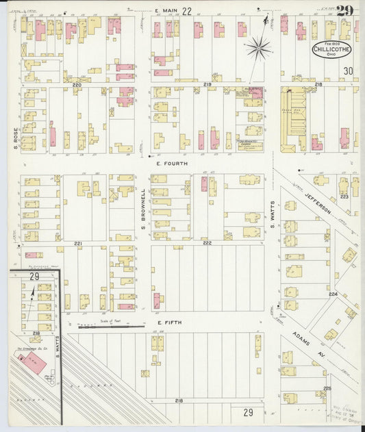Sanborn Fire Insurance Map from Chillicothe, Ross County, Ohio (1909), Sheet #0029 - Historic Sanborn Fire Insurance Map Print, vintage old map wall art, antique decor, genealogy gift, Ohio Ohio map