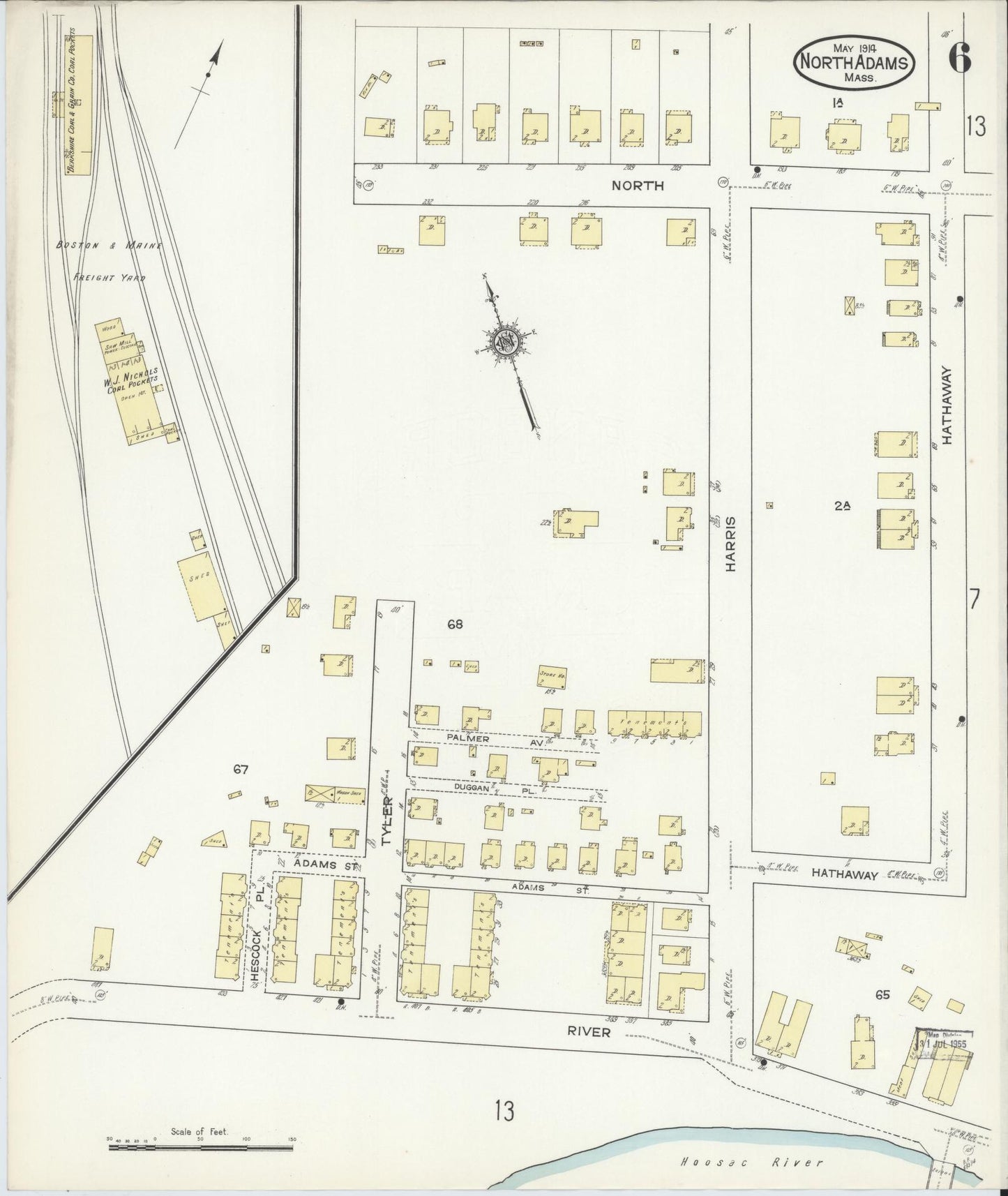 Sanborn Fire Insurance Map from North Adams, Berkshire County, Massachusetts (1914), Sheet #0006 - Complete Map Set gallery image, historic Sanborn map, vintage wall art, Massachusetts Massachusetts
